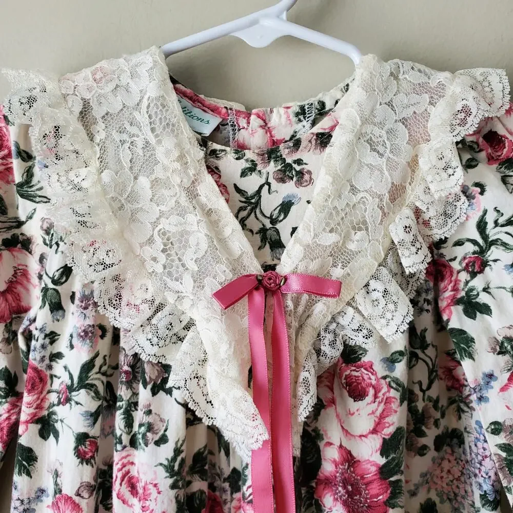 Vintage Floral Lace Baby Girl Romper 12 Mos Retro Cottage Shabby Chic Country